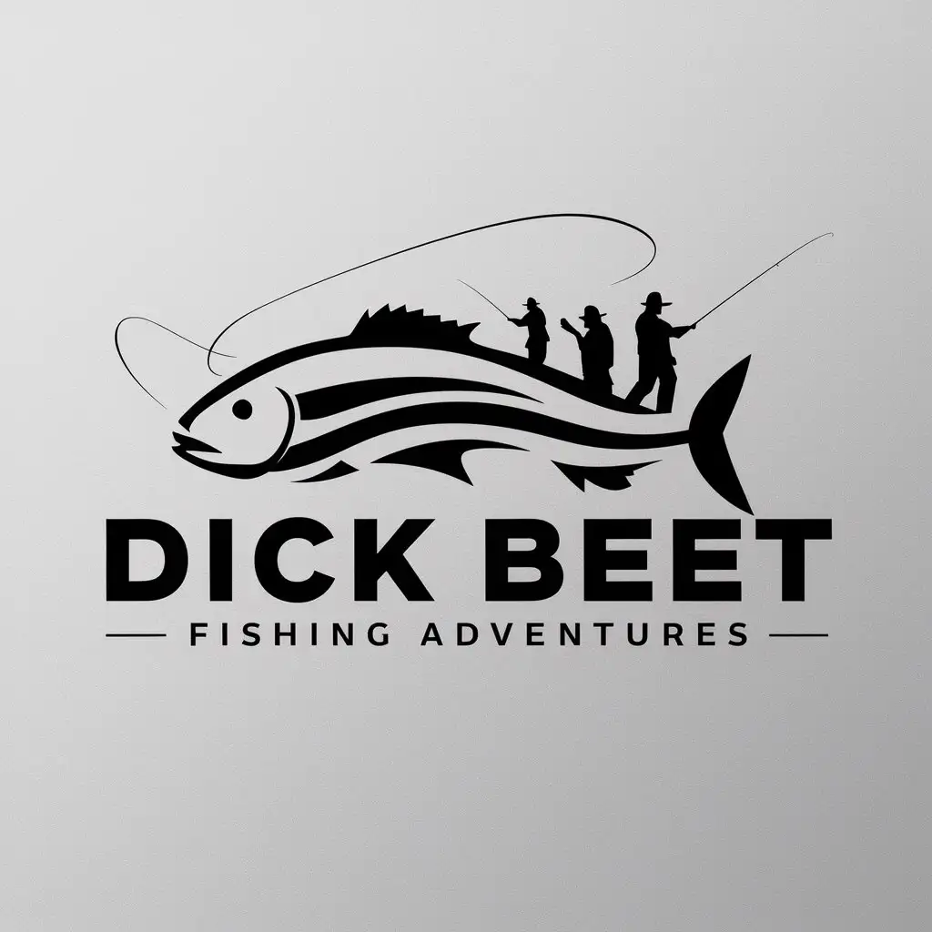 LOGO Design for Dick Beet Fishing Adventures Vector Design with Fishing Club Theme and Three Fishermen