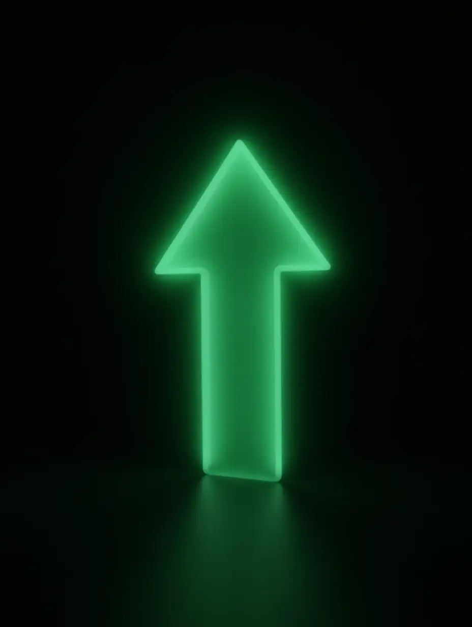 Glowing-Green-Arrow-Symbolizing-Growth-and-Progress-Against-Black-Background