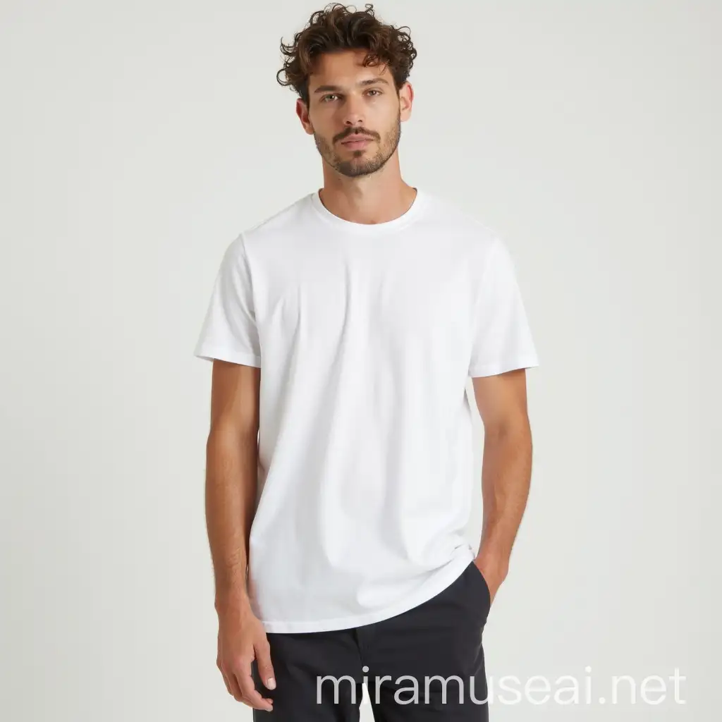 Model Wearing White TShirt for Mens Fashion Photography