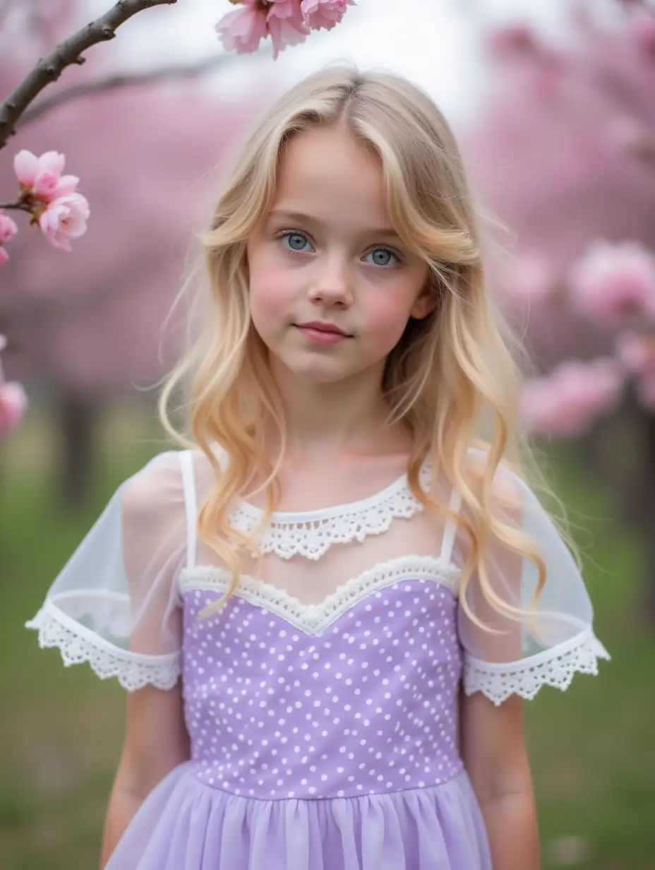 Young-Russian-Girl-in-Lavender-Dress-with-Sakura-in-Bloom-Background