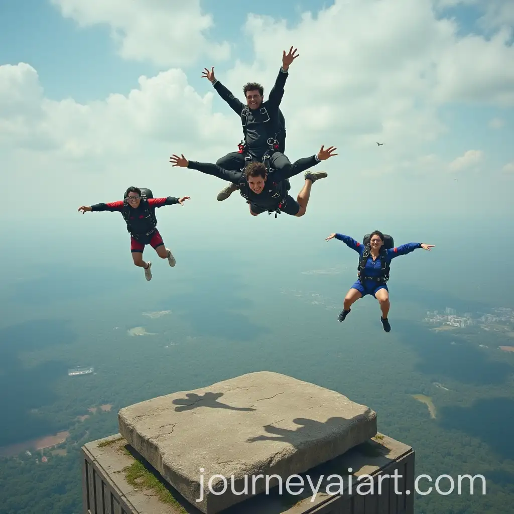 Skydivers-Gliding-Over-Slab-of-Simon-Bolivar-Landscape