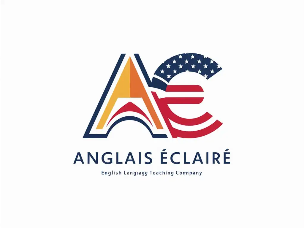 English Language Teaching Logo with AE and Anglais clair