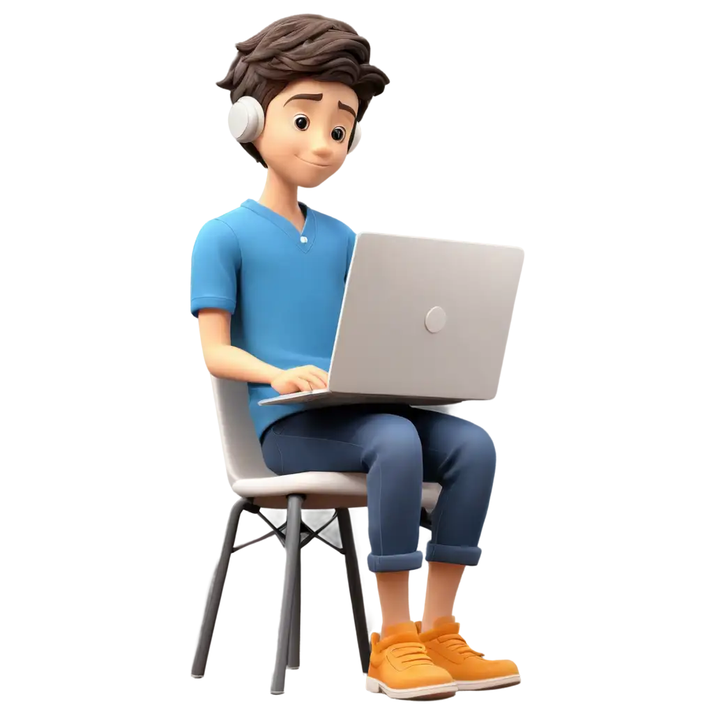 Boy-Using-Laptop-Sitting-on-Chair-PNG-Image-for-HighQuality-Visual-Content