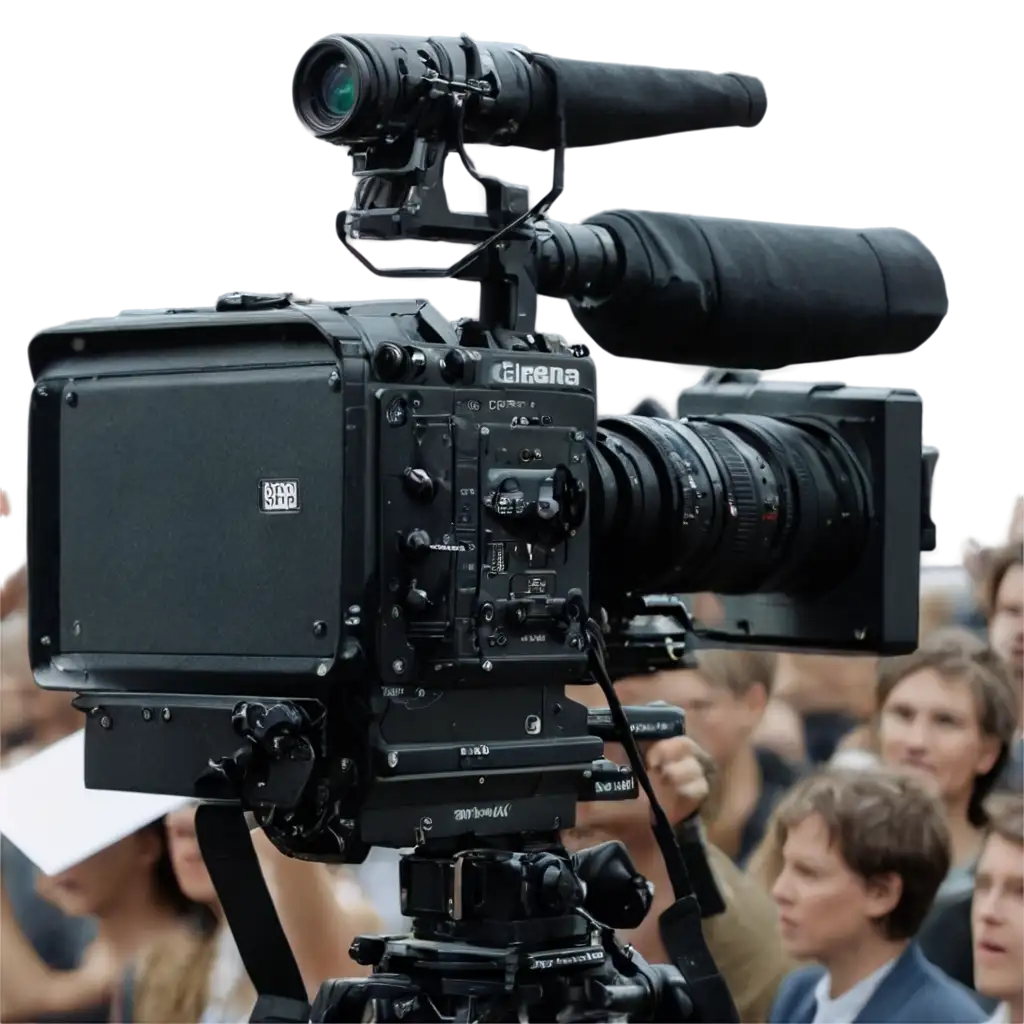 Cinema-Camera-Speaking-to-a-Crowd-PNG-Image-HighQuality-Visual-Representation