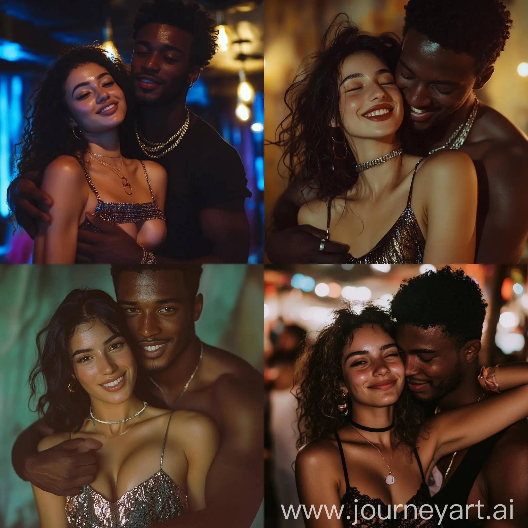 Flirtatious-Iraqi-Woman-in-Sleeveless-Crop-Top-Embraced-by-African-Partner