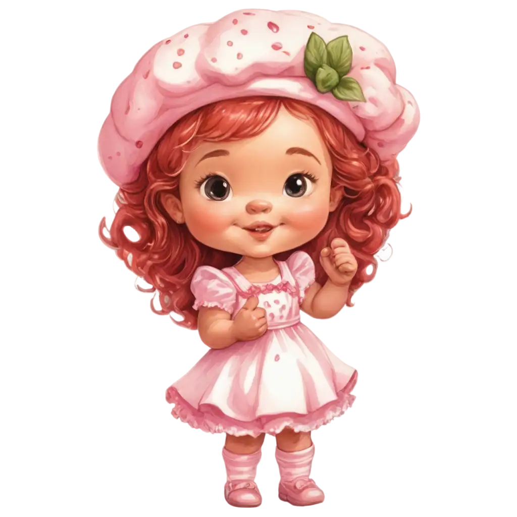 Strawberry-Shortcake-Baby-Girl-Caricature-PNG-Playful-and-Sweet-Portrait