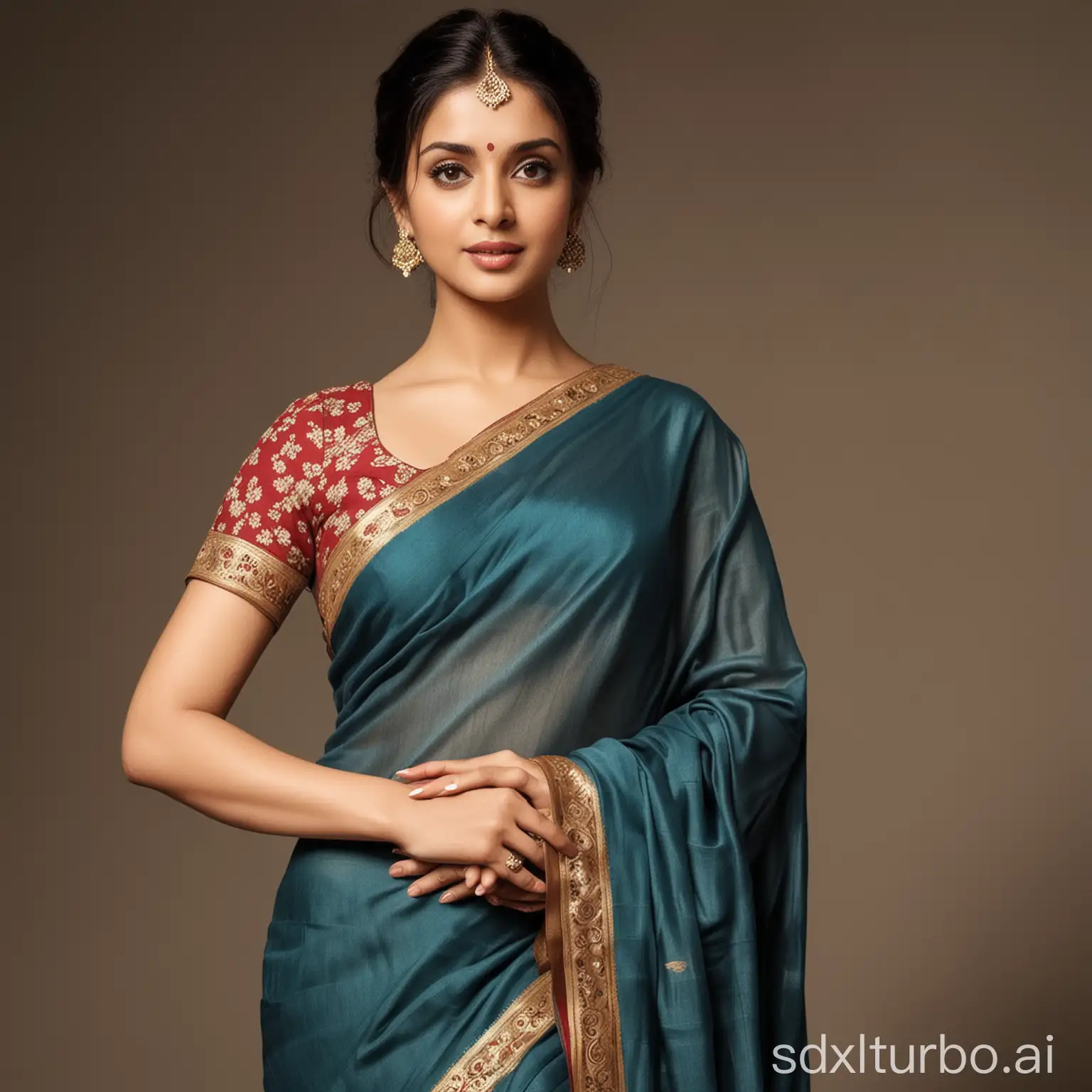 Elegant-Indian-Bollywood-Actress-Dressed-in-Traditional-Saree