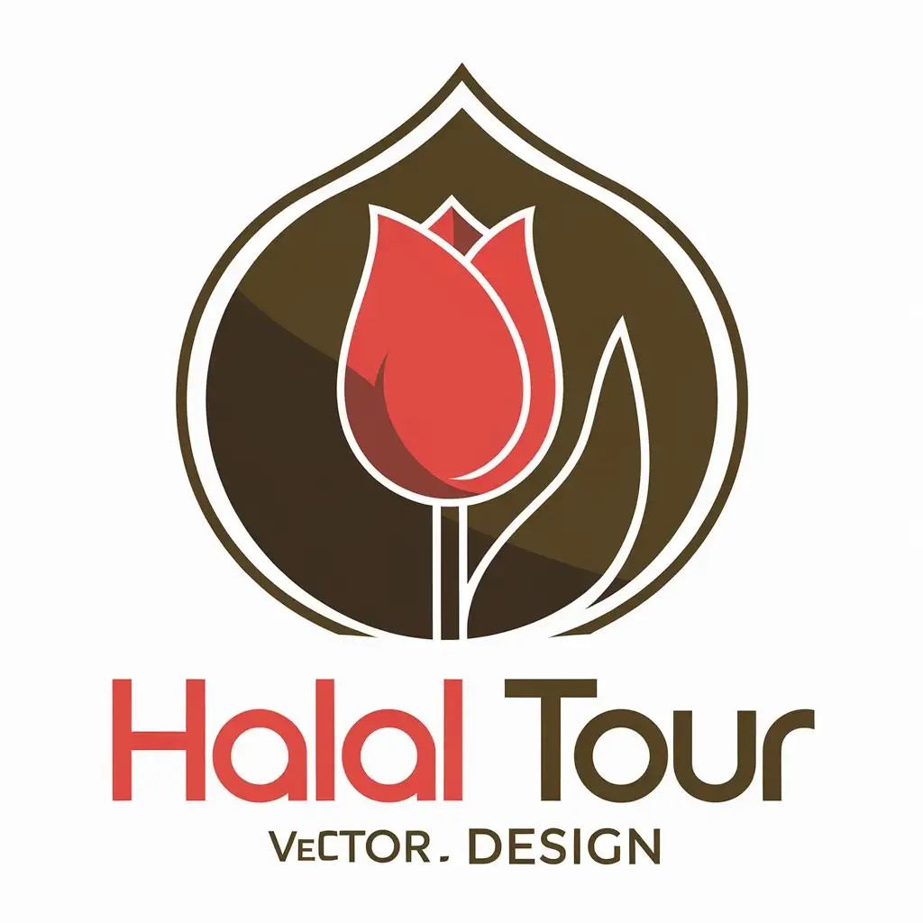 a vector logo design,with the text "Halal tour", main symbol:Tulip,Moderate,be used in Travel industry,clear background