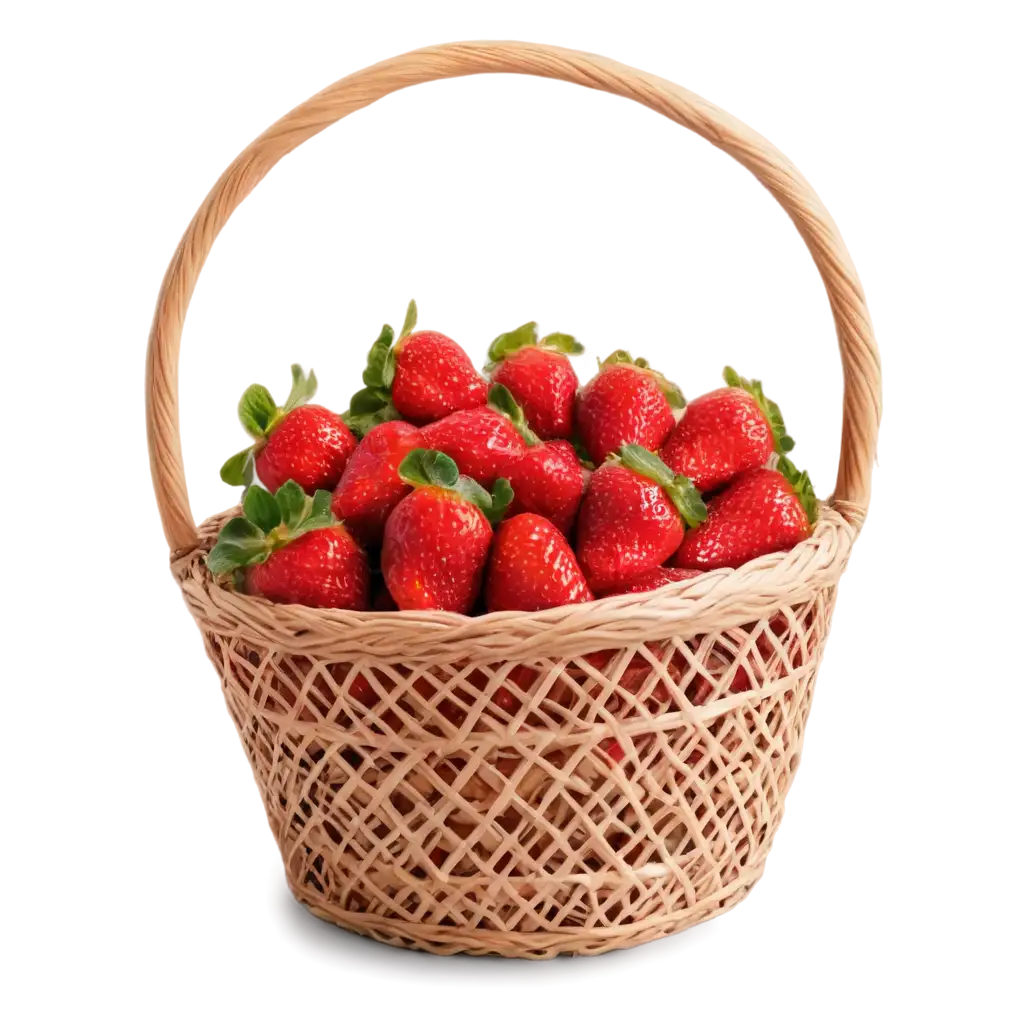 Fresh-and-Juicy-Strawberries-in-a-Round-Basket-PNG-Image-Ultra-High-Definition