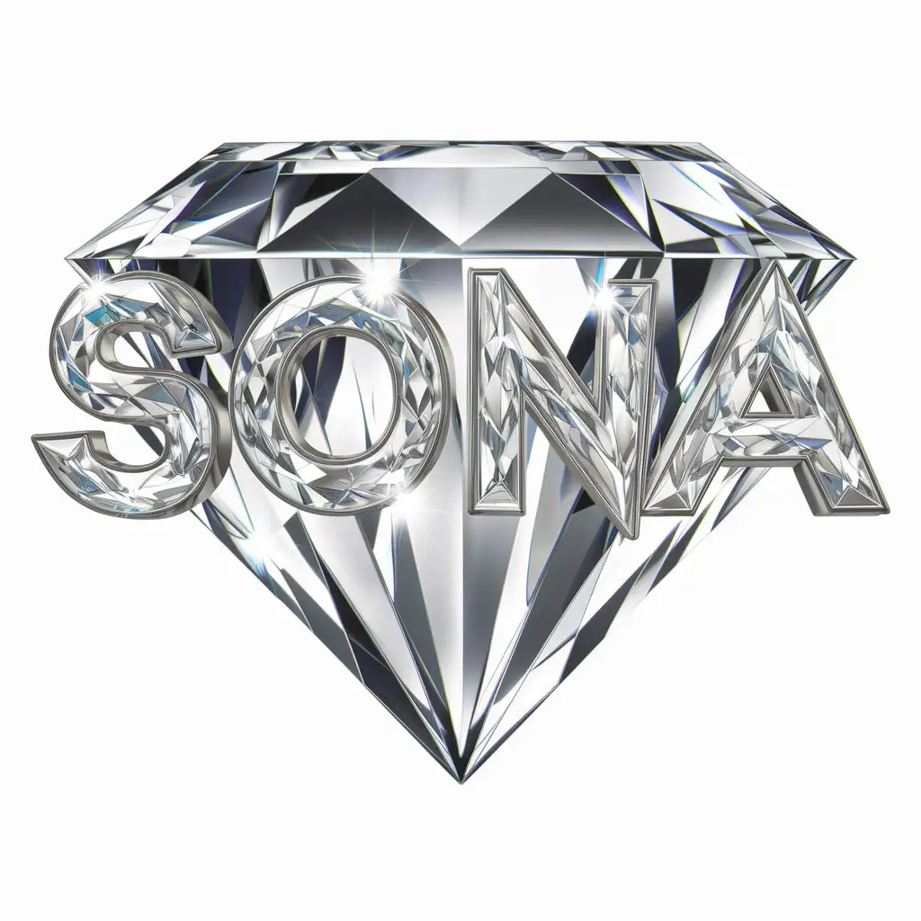 Write Diamond 3D Text "Sona"