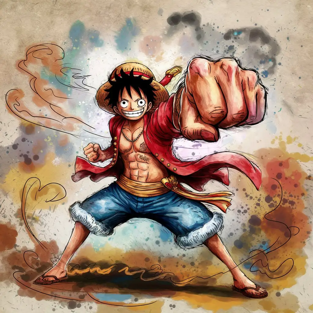 Dynamic-WaterAI-Image-Prompt-Expansioncolor-and-Ink-Painting-of-Monkey-D-Luffy-in-Action