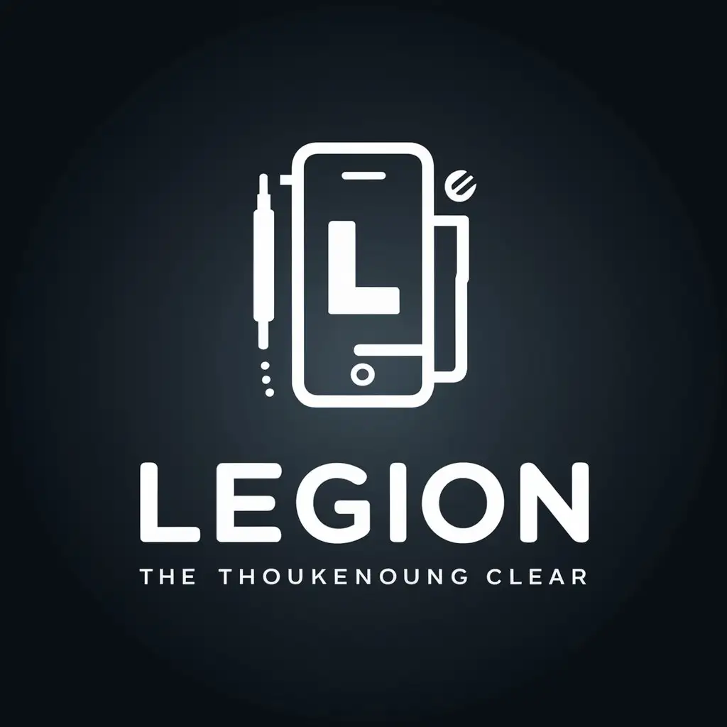 LOGO Design For Legion Modern Mobile Phone and Gadget Symbol in Electronic White