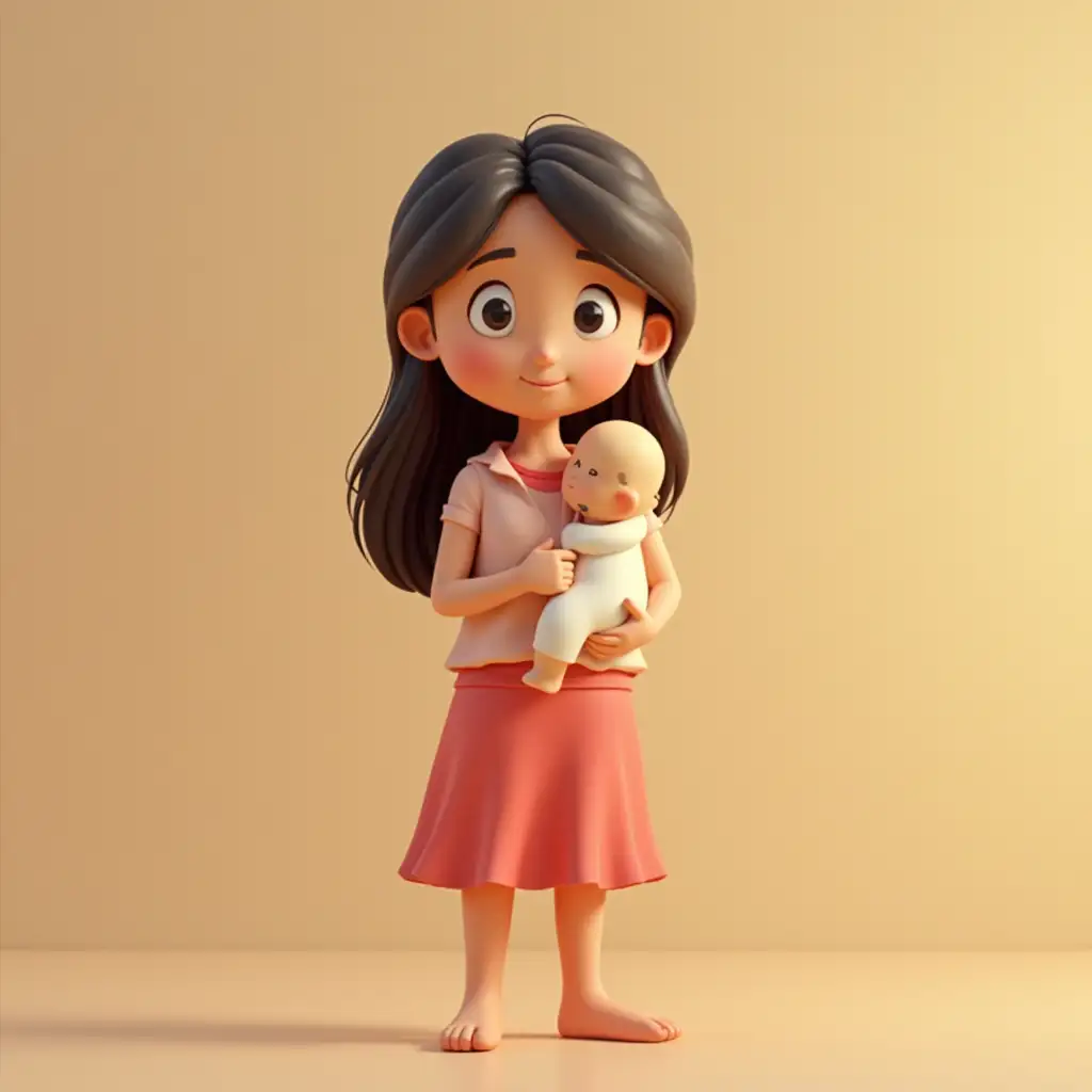 Create an animation of a mother standing