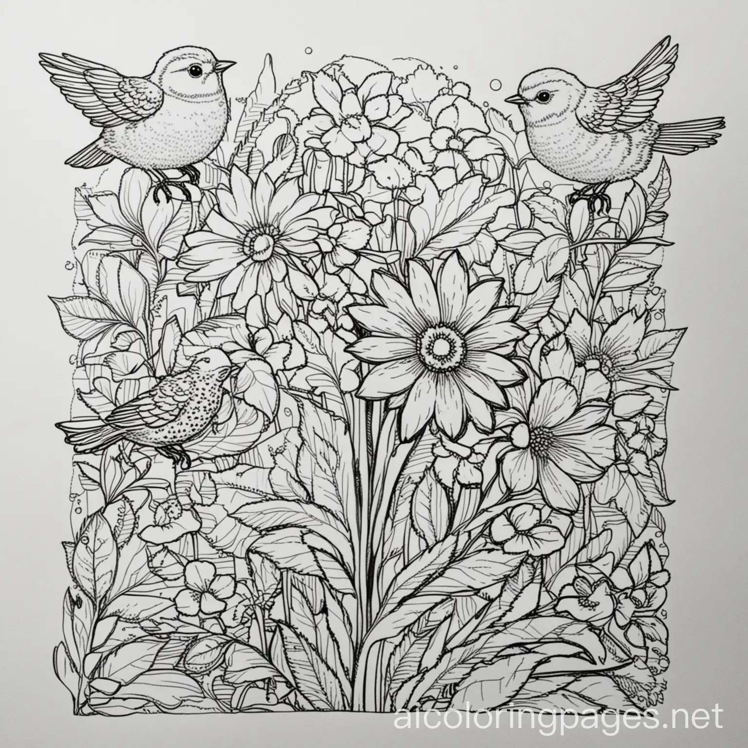 Child-Holding-Flowers-in-Simple-Line-Art-Coloring-Page