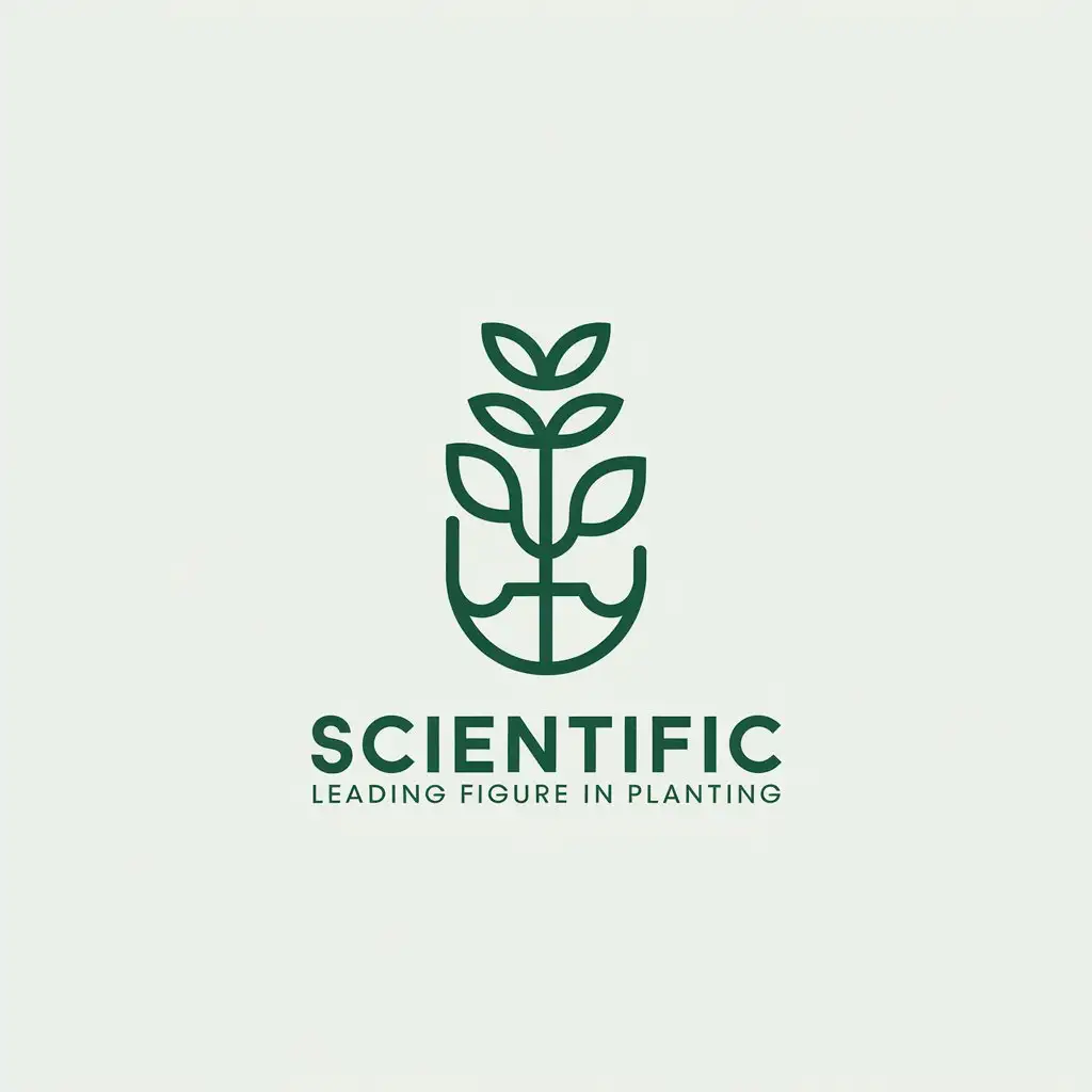 a vector logo design,with the text "scientific leading figure in planting", main symbol:plants,Minimalistic,be used in Others industry,clear background