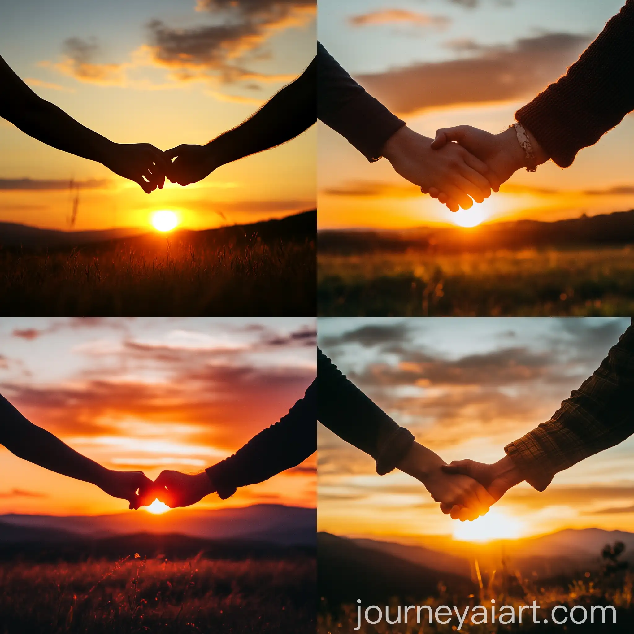Silhouette-of-People-Holding-Hands-at-Sunset