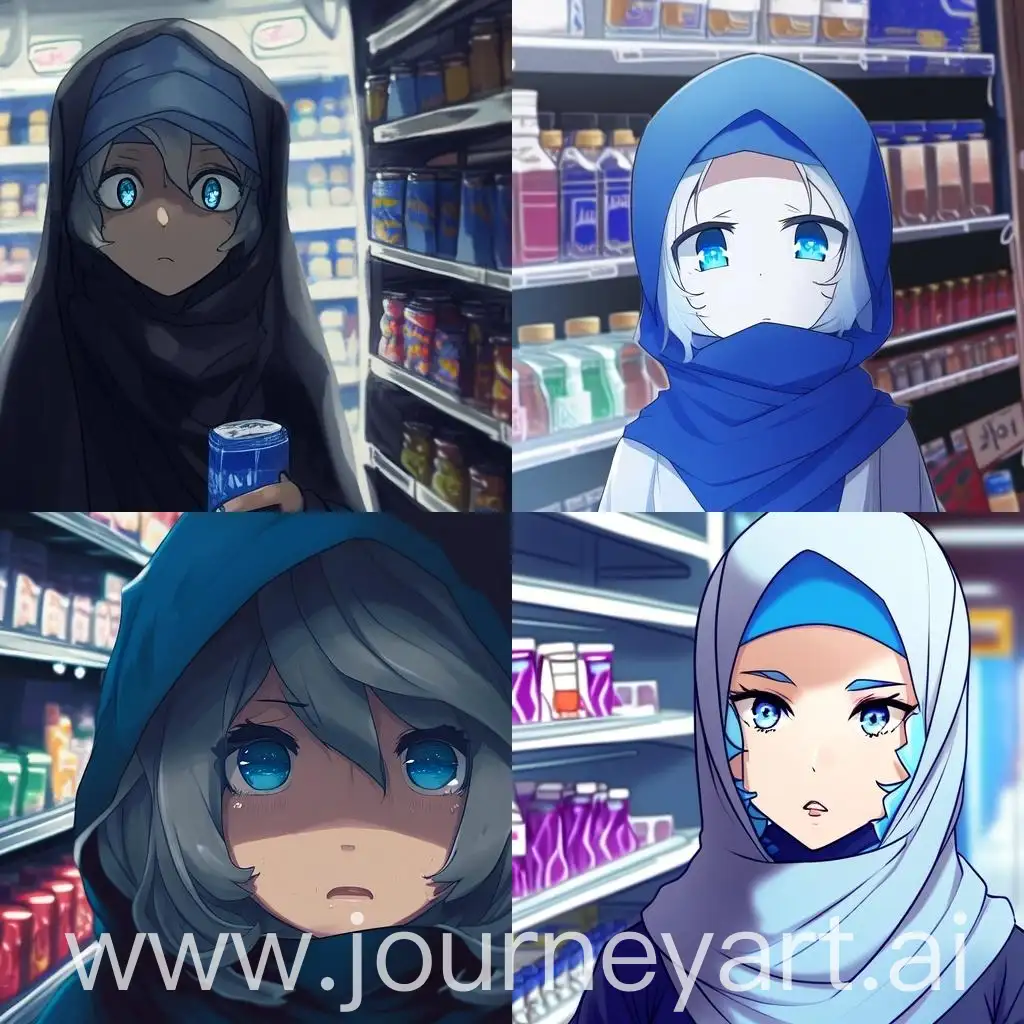 Serious-Girl-in-Blue-Hijab-Against-Store-Shelves