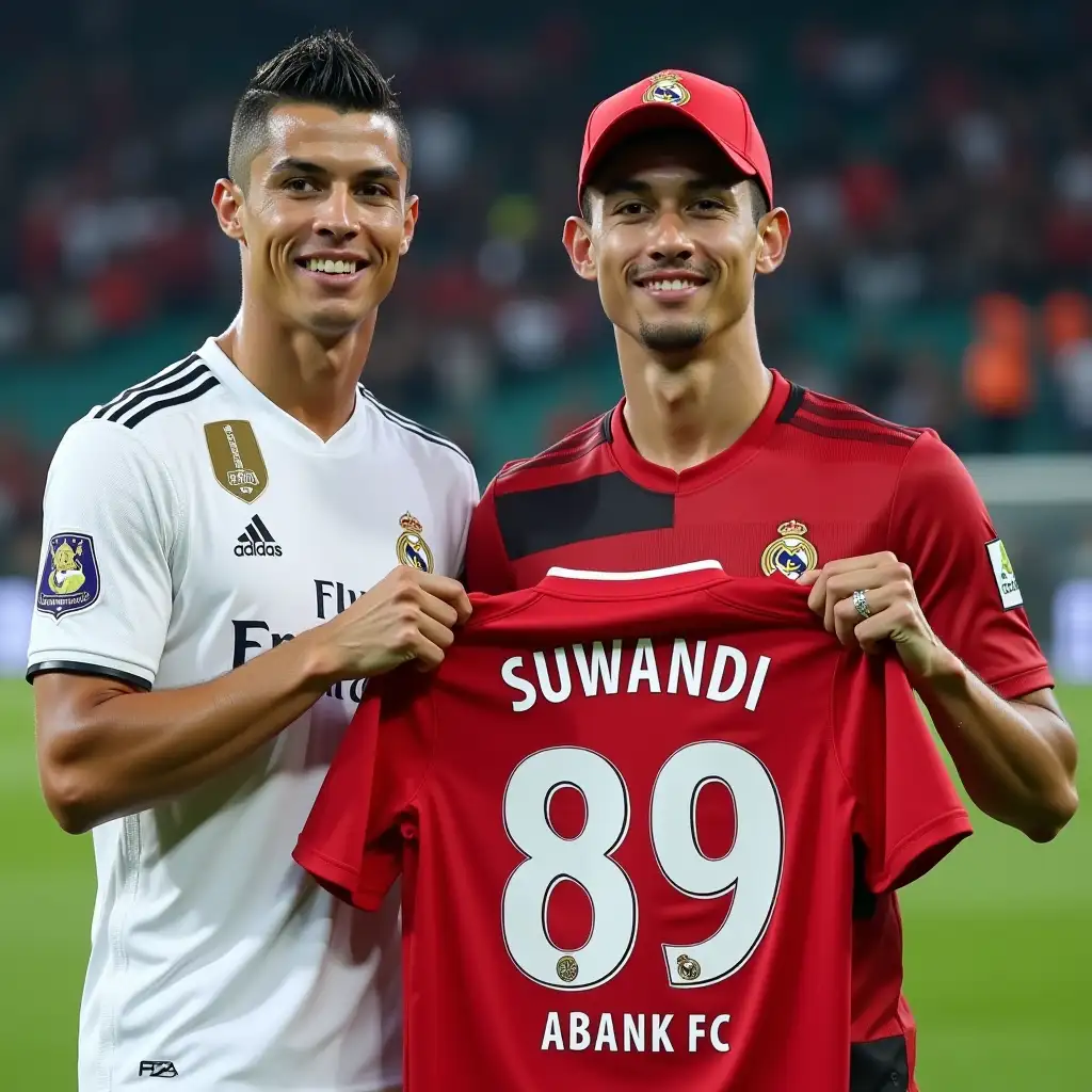 Cristiano-Ronaldo-Poses-with-Young-Indonesian-Soccer-Fan-in-Stadium-Setting