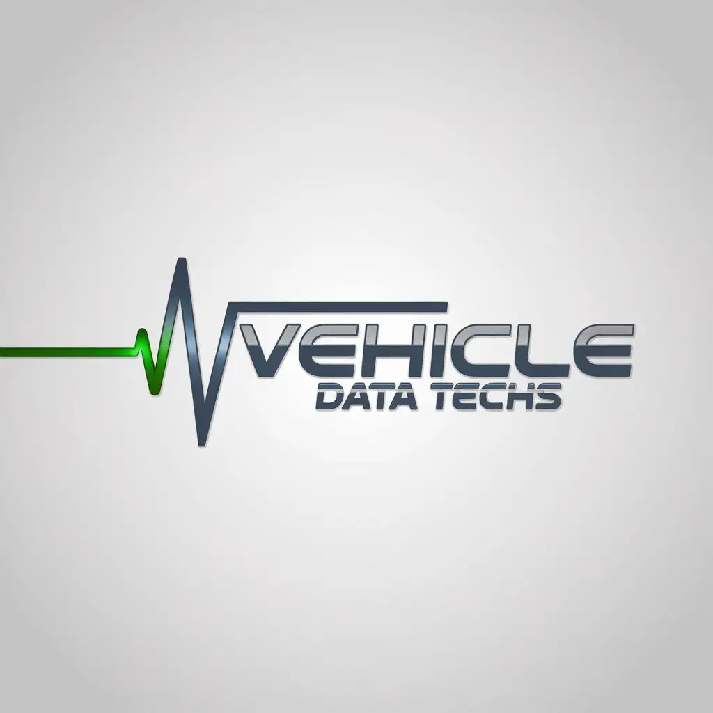 LOGO Design for Vehicle Data Techs Silver Green Pulse Through I in Automotive Industry Theme