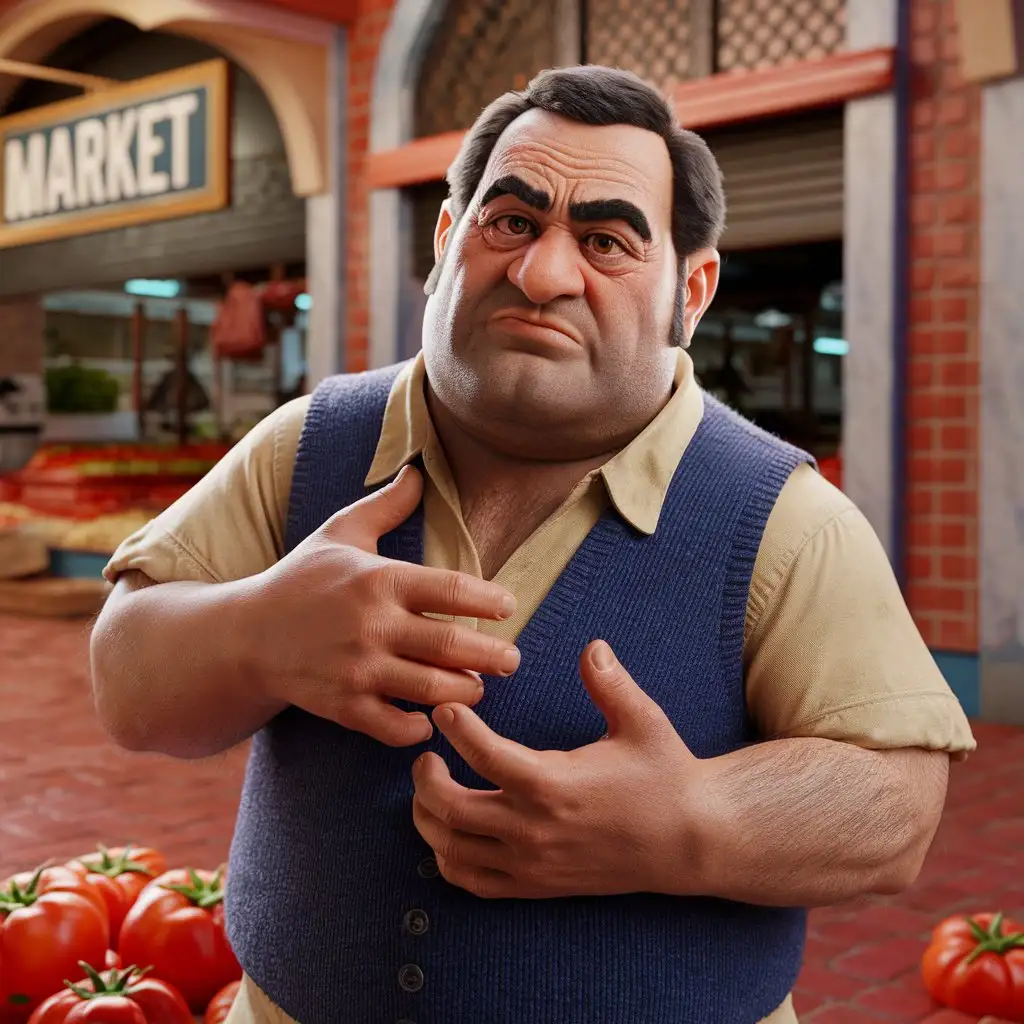 Chubby-Cunning-Armenian-Man-Crafting-Tomatoes-in-a-Market