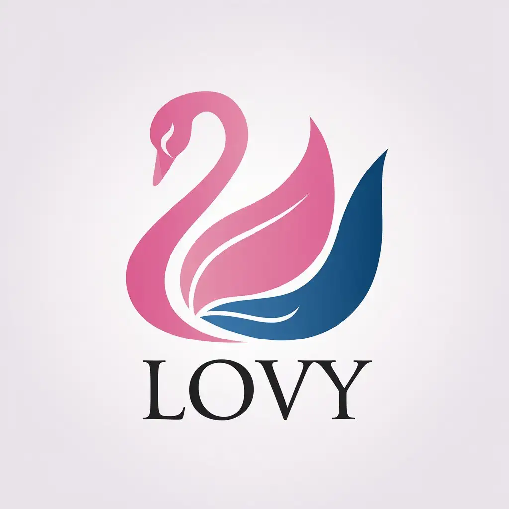 LOGO Design for LOVY Minimalistic Swan in Pink and Blue for Beauty Spa Industry