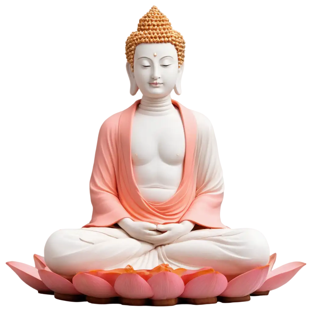 Elegant-White-and-Orange-Buddha-Statue-PNG-for-Spiritual-Art-and-Decor