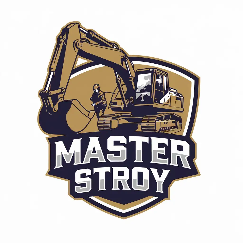 LOGO Design For Master Stroy Excavator and Worker in Construction Industry