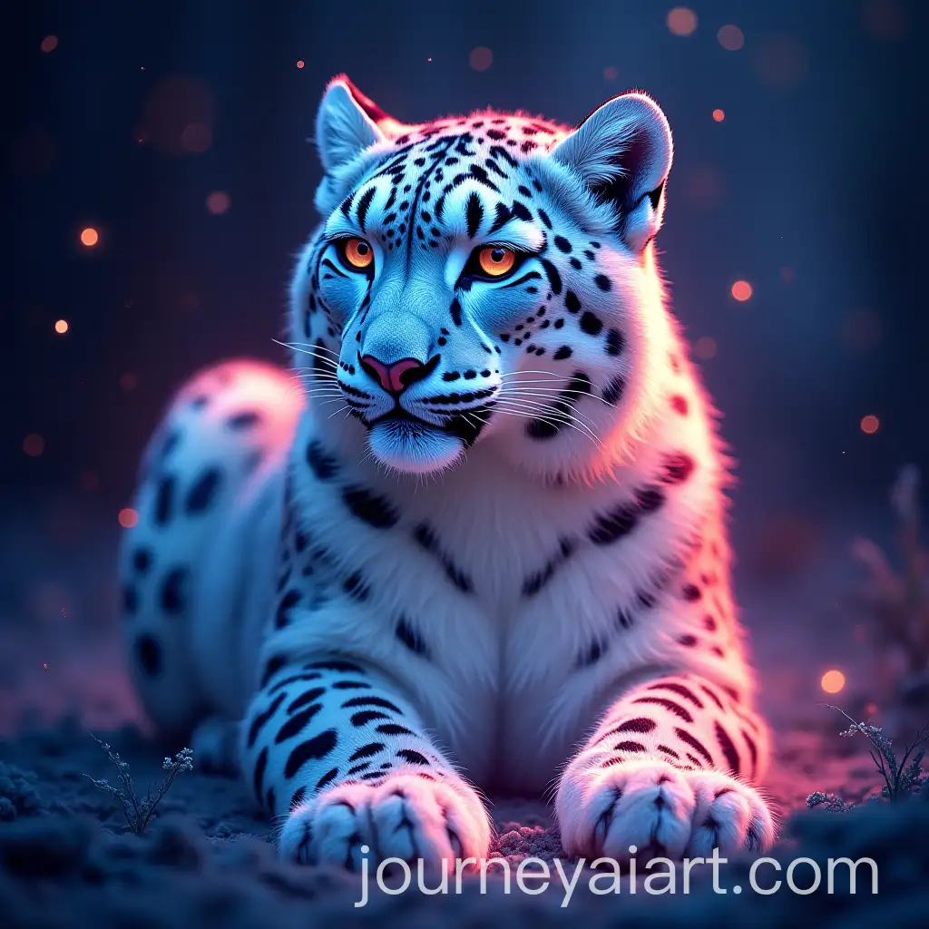 Majestic-Snow-Leopard-in-Magical-Colorful-Light-Show-for-Mobile-Background