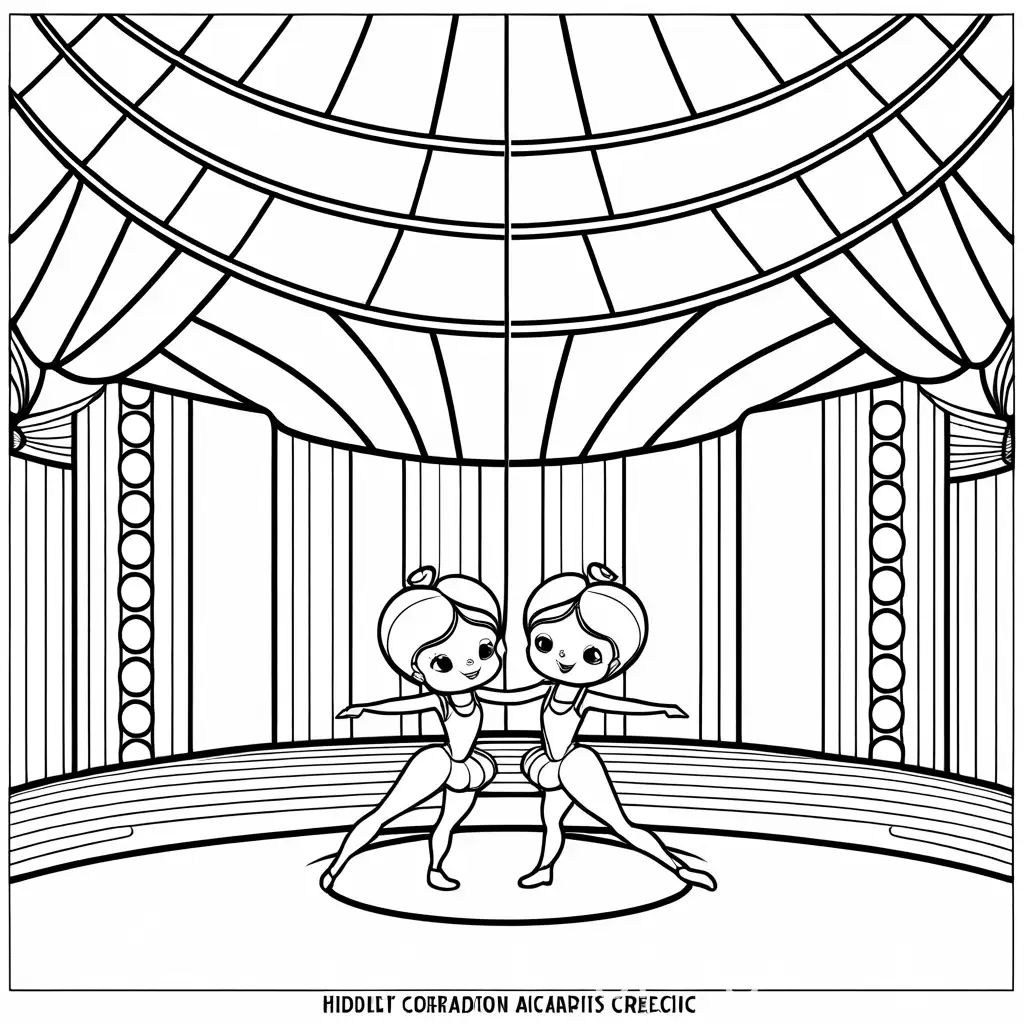 Contortionists-at-Circus-Coloring-Page-Black-and-White-Line-Art