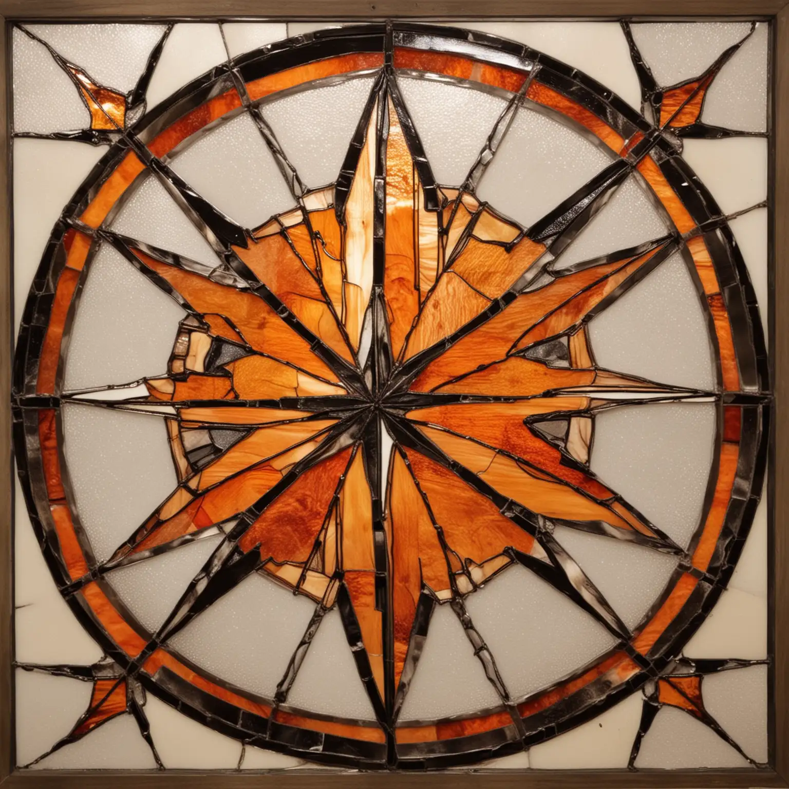 Colorful Round Stained Glass Design with EightPoint Star