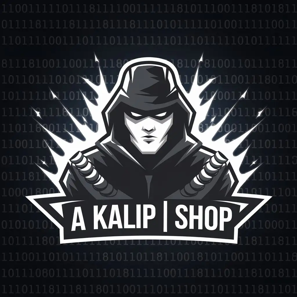 LOGO Design for A KALIP SHOP Cybersecurity Hacker Theme with Blackhat and Digital Aura Elements