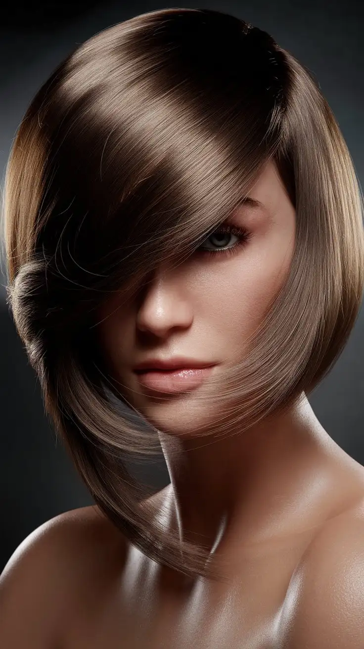 HighFashion-Brunette-Woman-with-Asymmetrical-Bob-Hairstyle