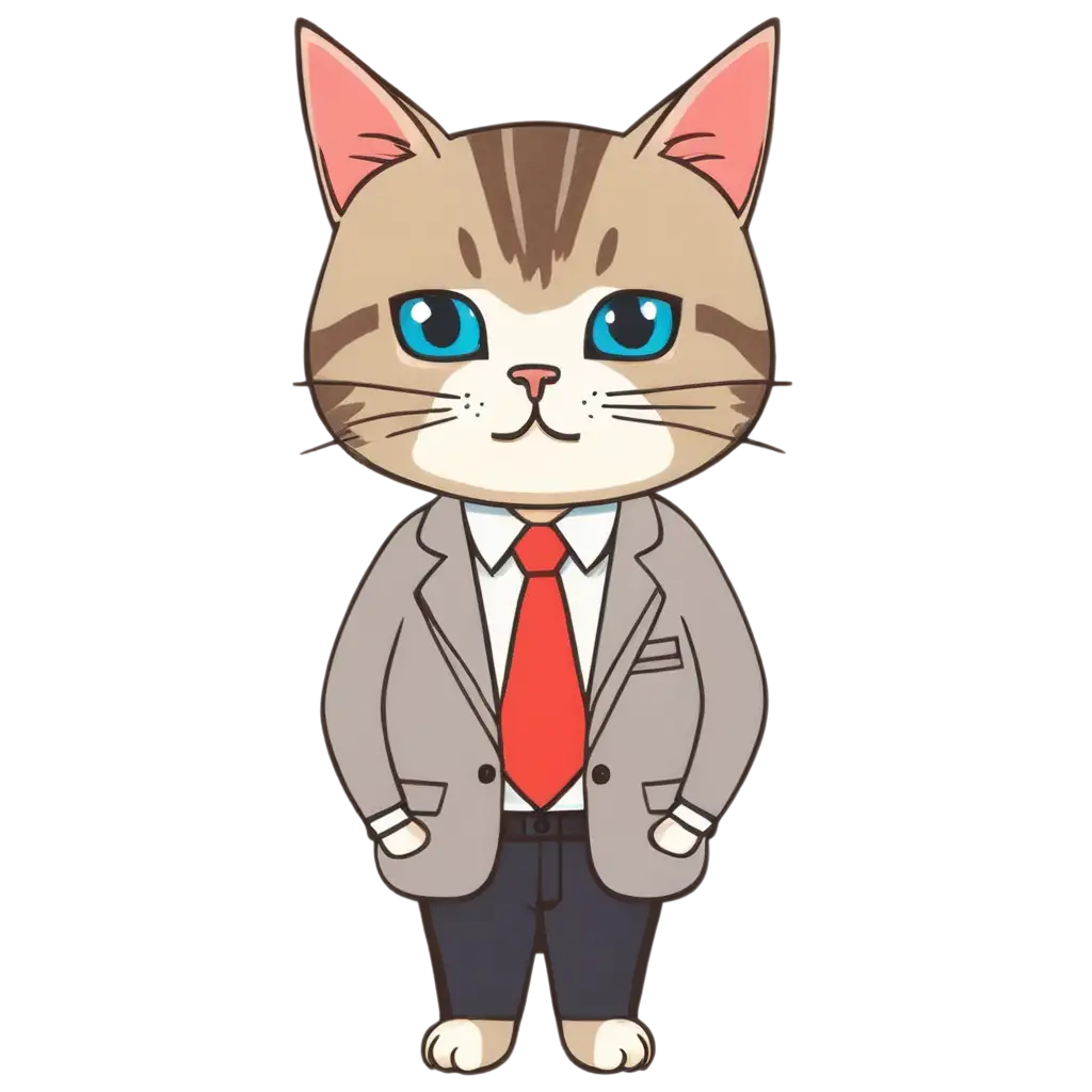 Funny-2DPNG-Cat-Sticker-Scenarios-Cat-with-Office-Clothes-PNG-Perfect-for-Stickers-and-Digital-Art