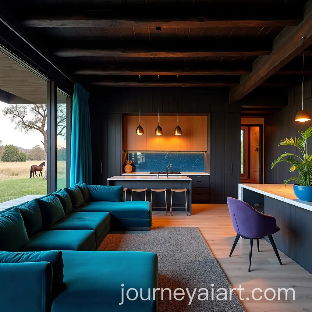 Modern-Black-Wooden-Living-Room-with-Coastal-Views-in-Rocha-Uruguay