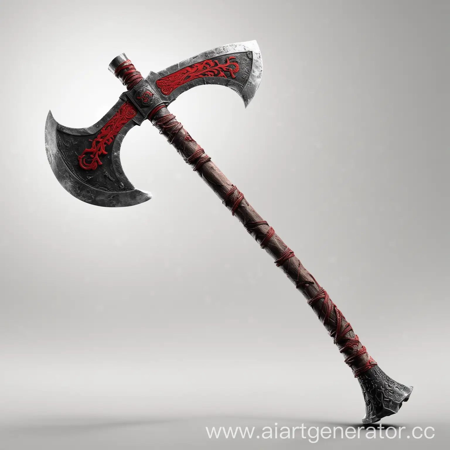 High-Quality-Scandinavian-Battle-Axe-with-Long-Handle-in-Black-and-Red