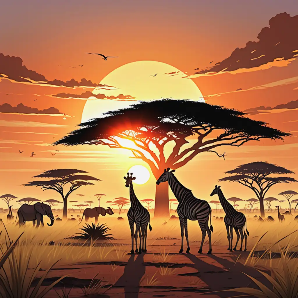 Anime-Style-Sunrise-on-the-African-Savanna