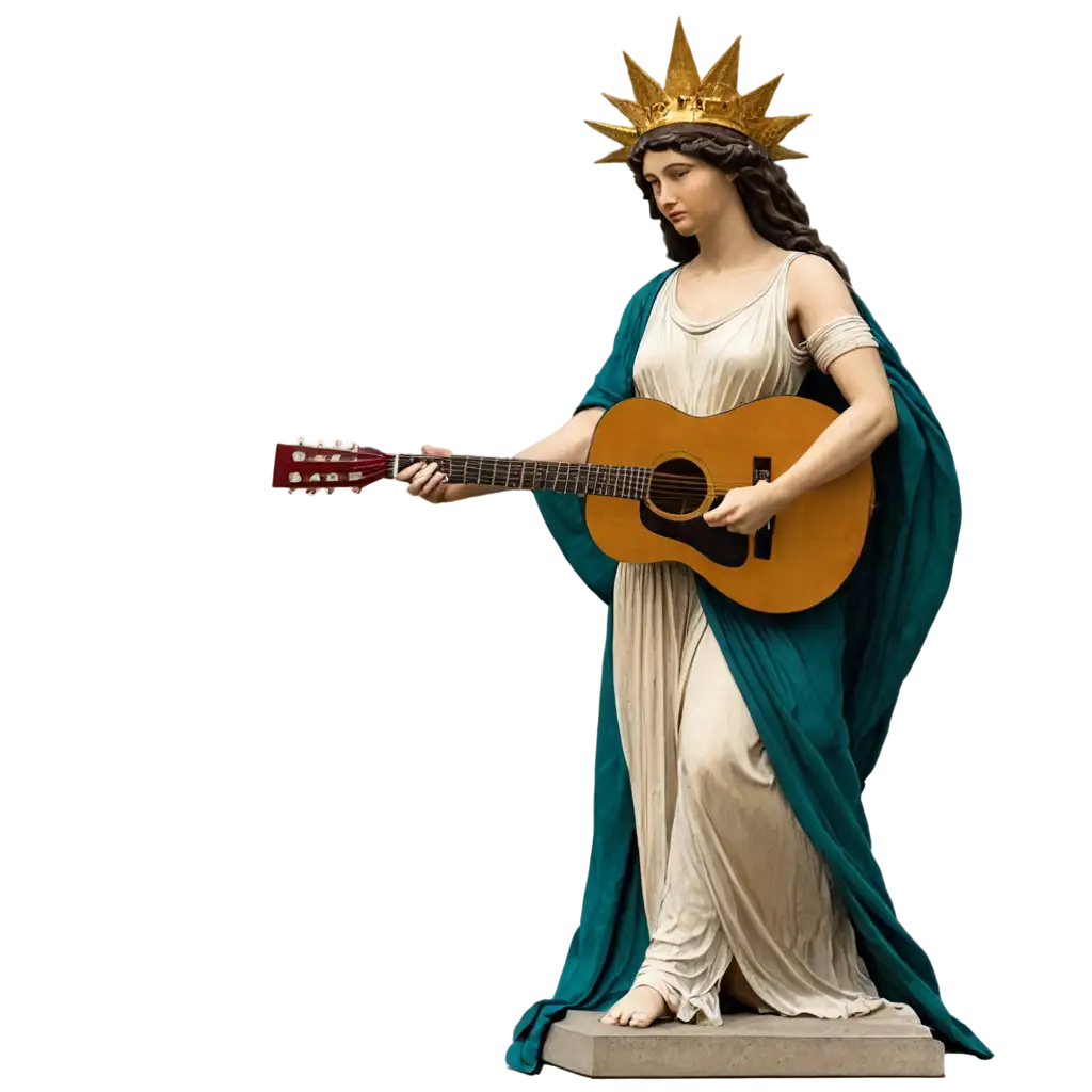 Lawyer playing the guitar singing to goddess Themis