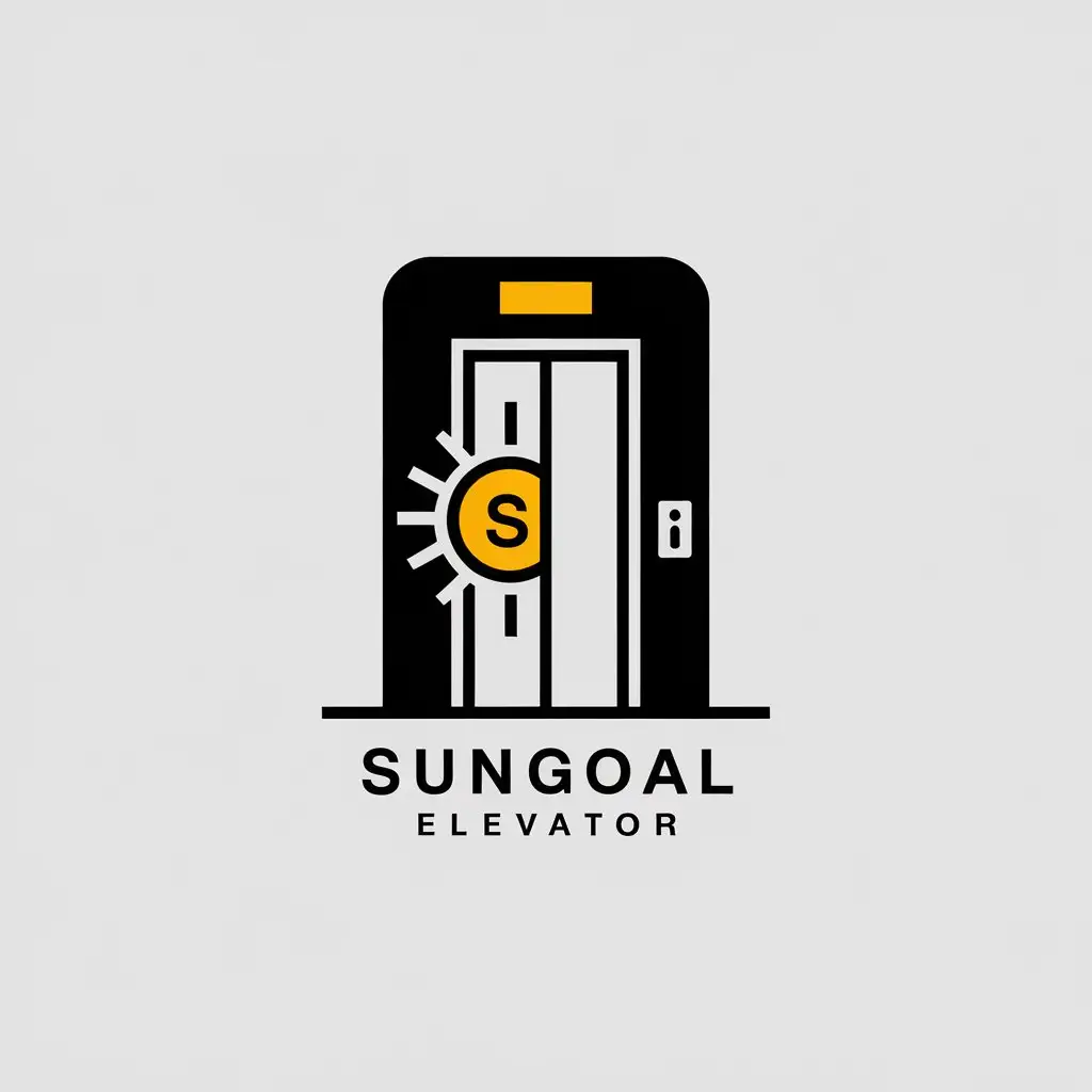 LOGO Design for Sungoal Elevator Minimalistic Sun and Elevator Door with S and G Integration