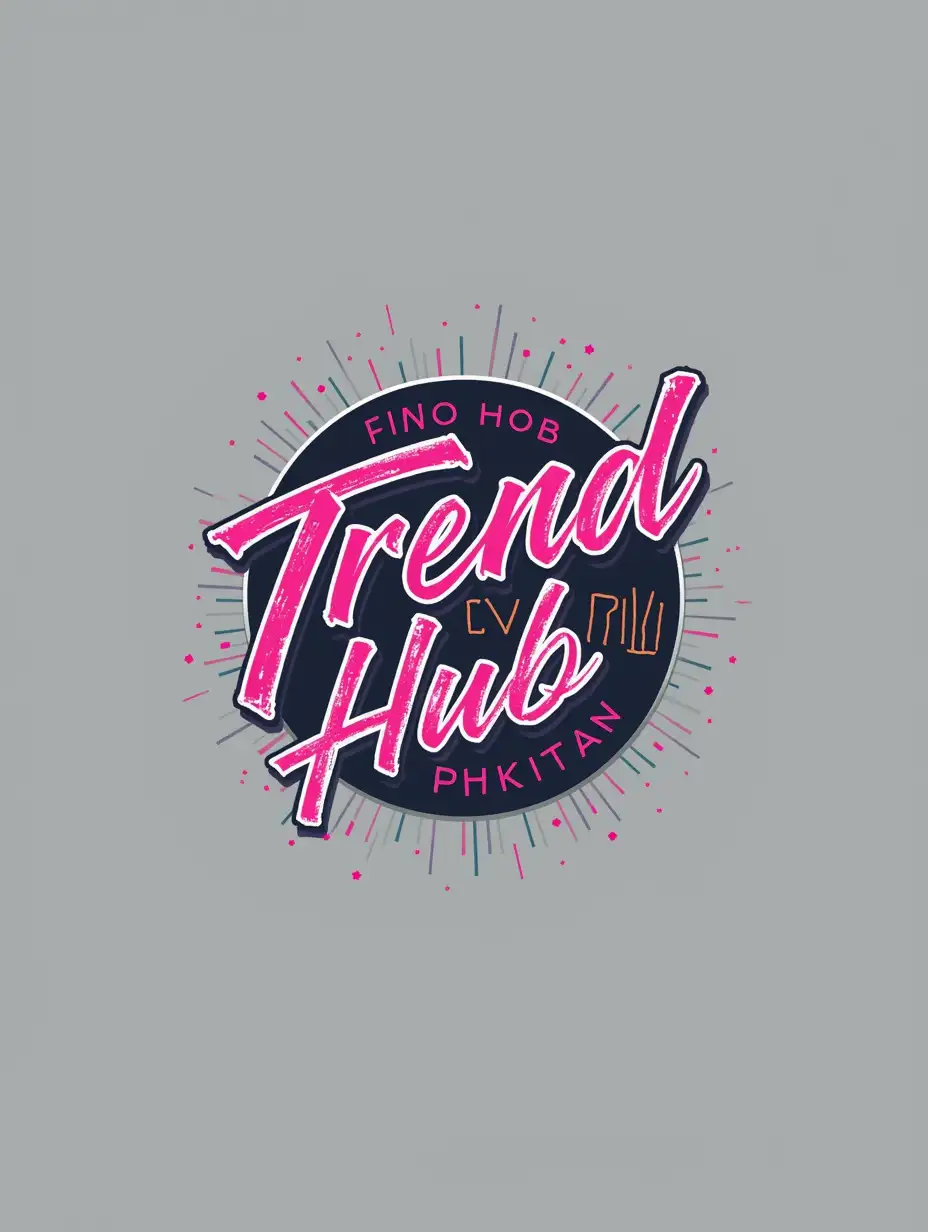 Design a logo for Trend Hub PK. The logo should have 'Trend Hub Pakistan' or 'Trend Hub Pk'. The color scheme of the logo should be modern and fashionable. It should also include some stylish and creative element representing fashion and trendiness. A slogan related to one calik should be there too.