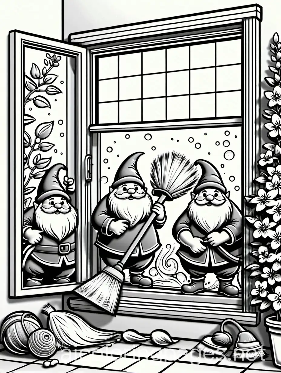 Gnome-Spring-Cleaning-Scene-Coloring-Page