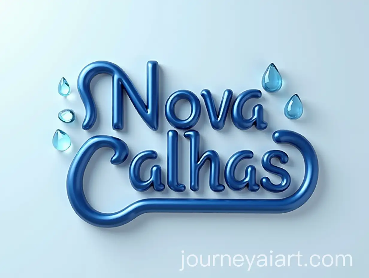 Modern-3D-Render-of-Nova-Calhas-Logo-with-Metallic-Blue-Pipes-and-Water-Drop-Detail