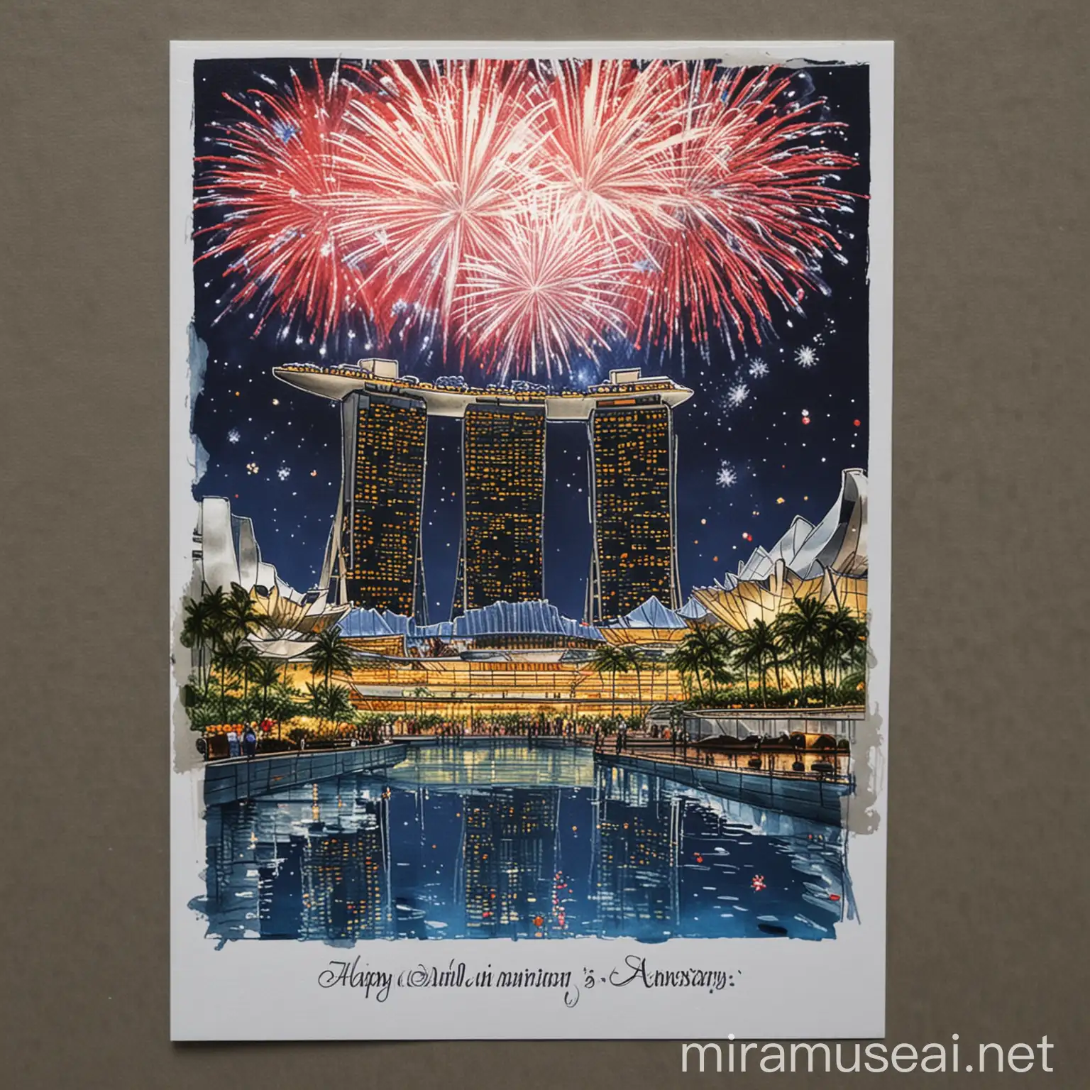 Marina Bay Sands Singapore 13th Anniversary Celebration with Infinity Pool and Fireworks