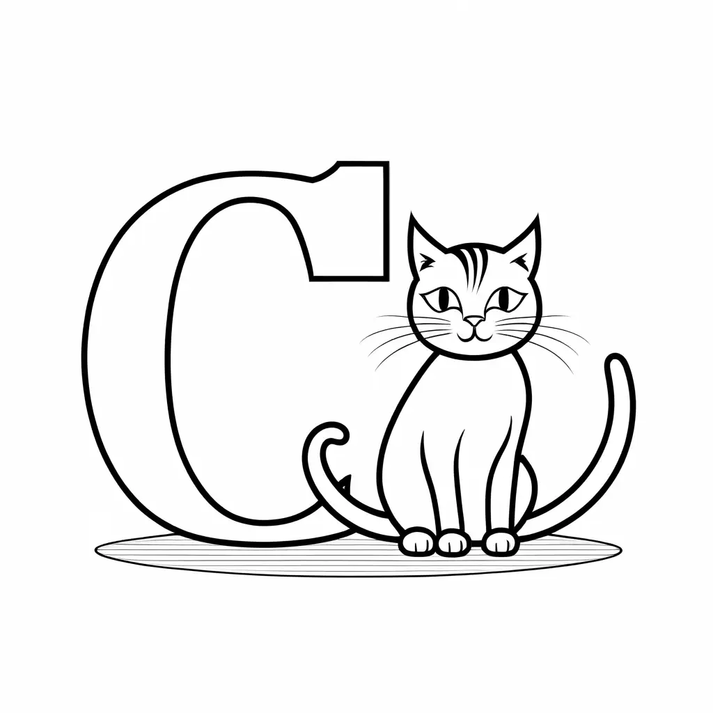 Playful-Cat-and-Big-Letter-C-Coloring-Page-for-Kids