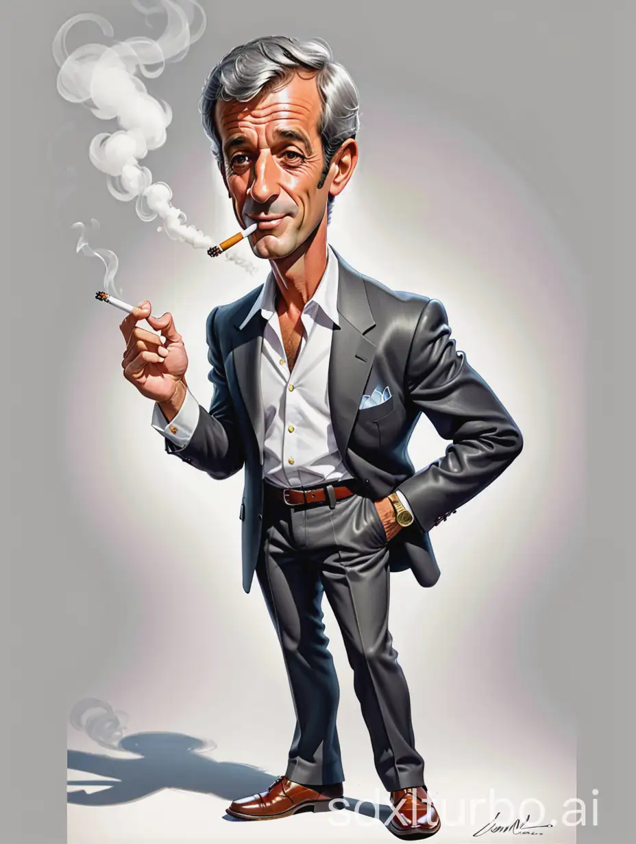 Caricature-of-Jean-Paul-Belmondo-Smoking-Full-Body