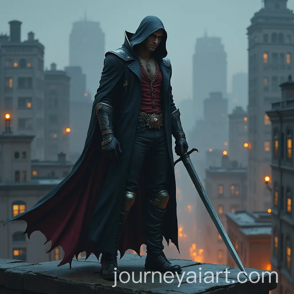 Urban-Fantasy-Vampire-Hunter-with-Sword-on-Rooftop