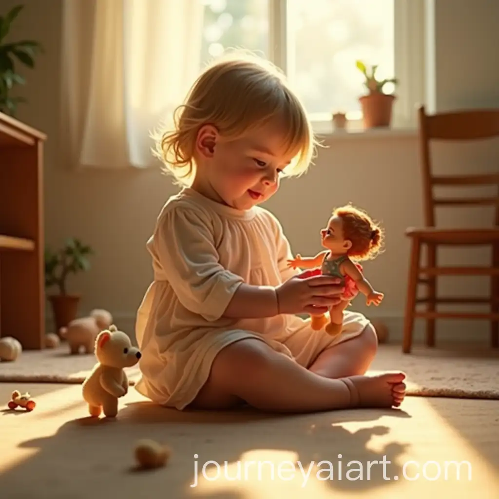 Childs-Joyful-Imagination-with-a-Cherished-Doll-in-a-Sunlit-Room