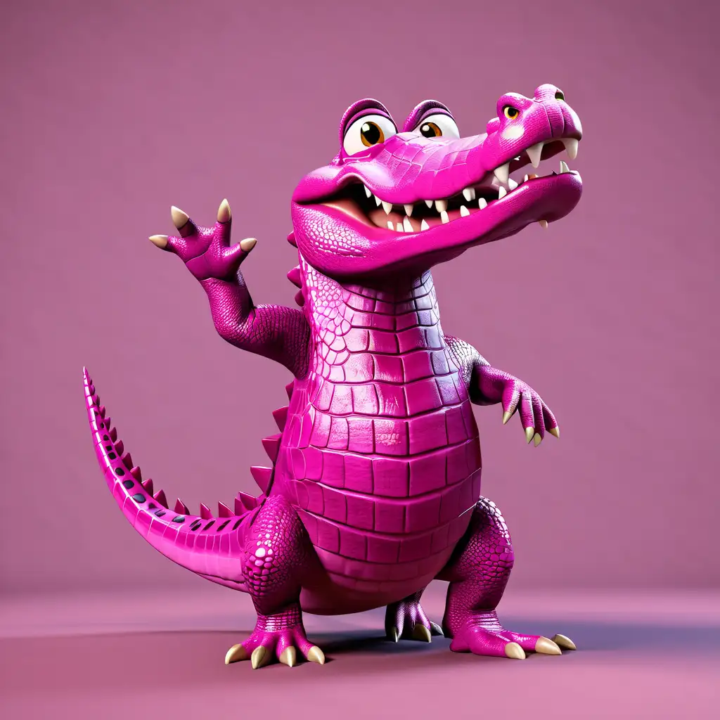 Realistic Magenta Crocodile Waving in Natural Habitat