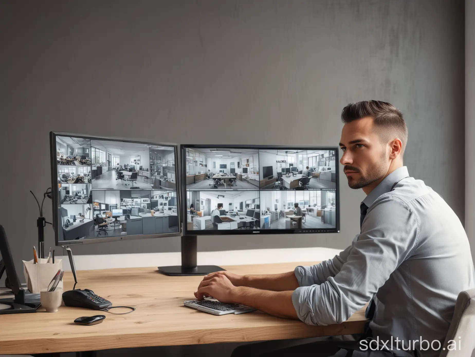 Business-Owner-Monitoring-CCTV-Screen-in-Daylight-Office-Setting