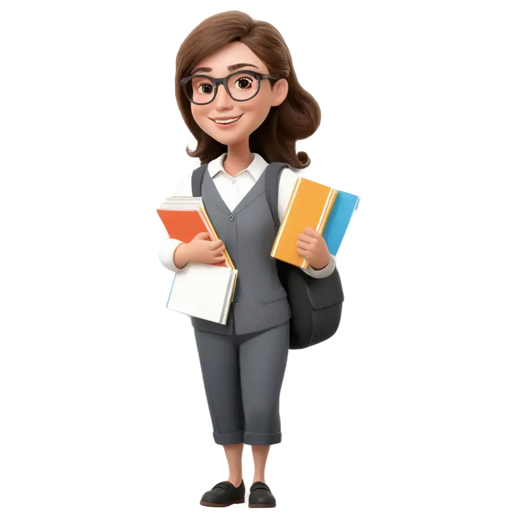 Female-Teacher-PNG-Image-with-Books-and-Flowers-Inspiring-Educational-Illustration