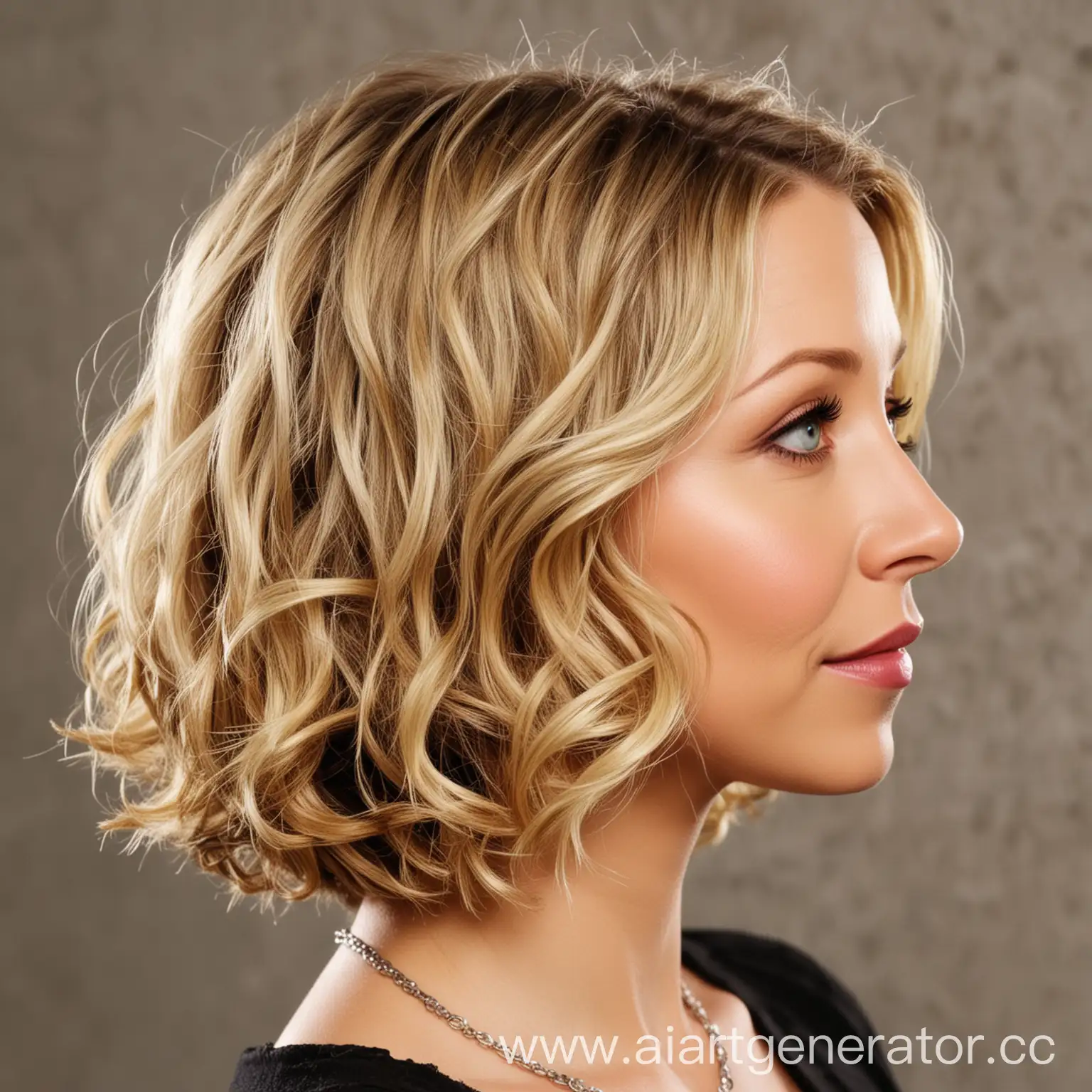 Side-View-of-Short-Bob-with-Dirty-Blonde-Curls-in-Phoebe-Buffay-Style